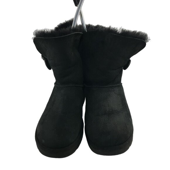 UGG BAILEY BUTTON II BLACK SUEDE SHEEPSKIN WINTER BOOTS 1016226 WOMENS SIZE 8 - Picture 1 of 7